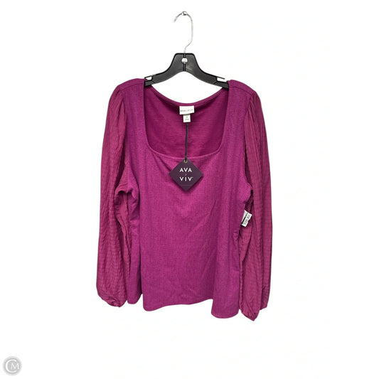 Top Long Sleeve By Ava & Viv In Purple, Size: 2x