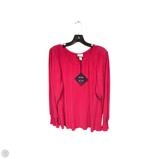 Top Long Sleeve By Ava & Viv In Pink, Size: 2x