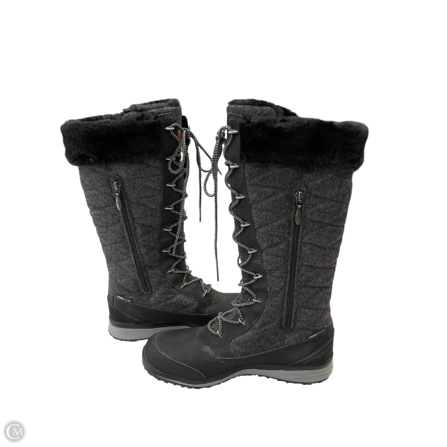 Boots Knee Flats By Clothes Mentor In Black & Grey, Size: 9