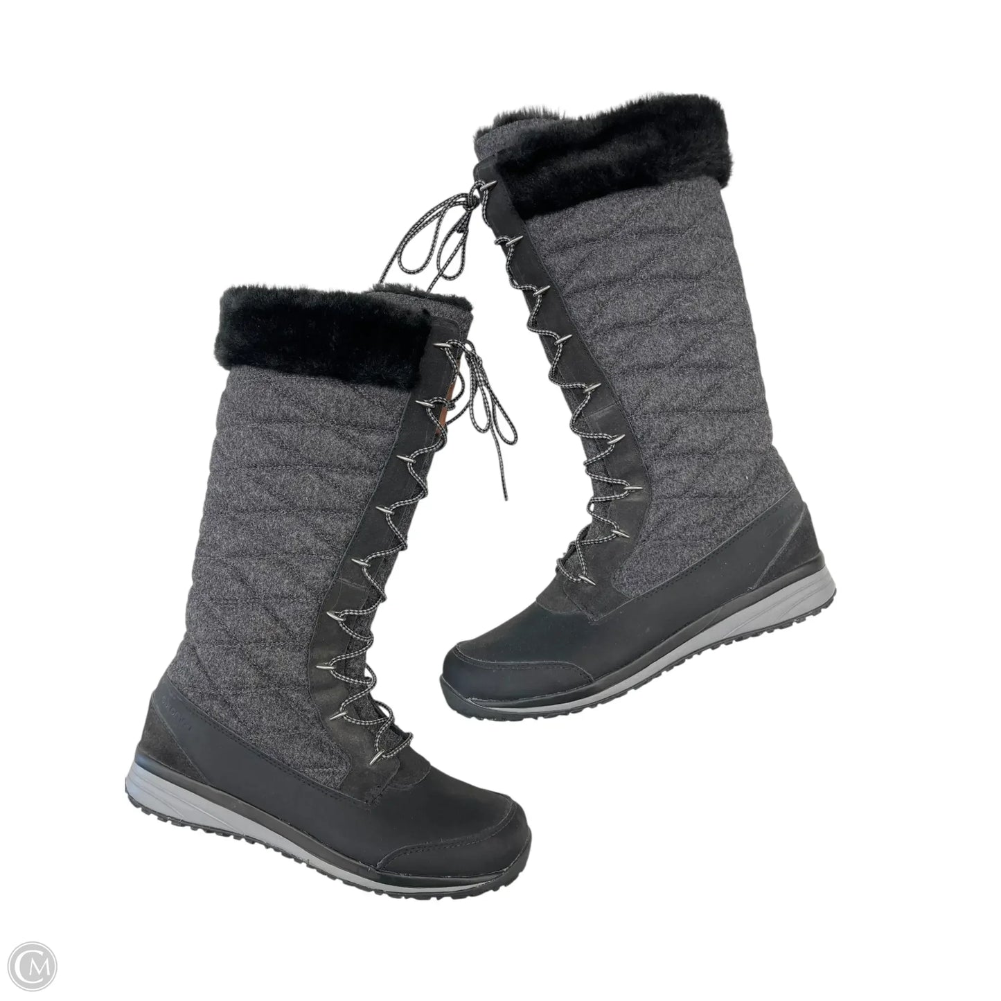 Boots Knee Flats By Clothes Mentor In Black & Grey, Size: 9