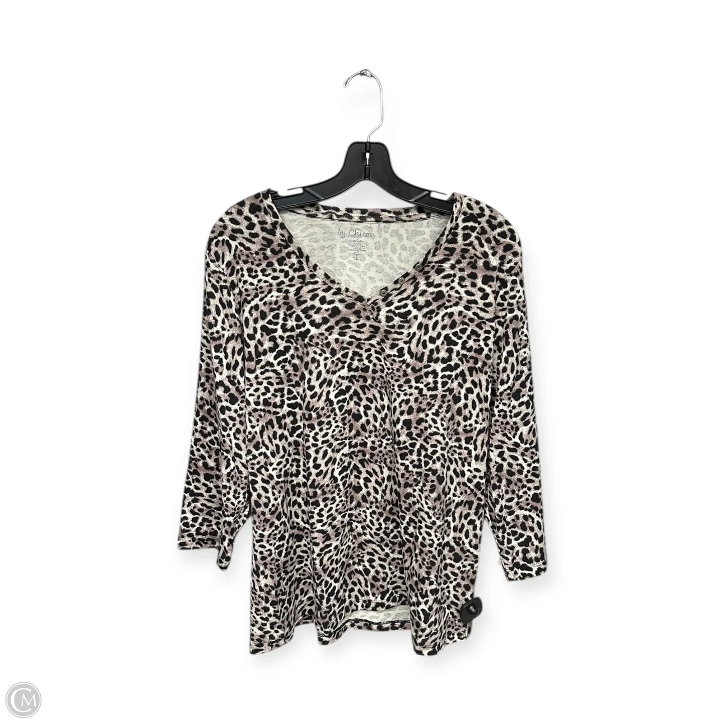Top 3/4 Sleeve By Chicos In Animal Print, Size: Xl