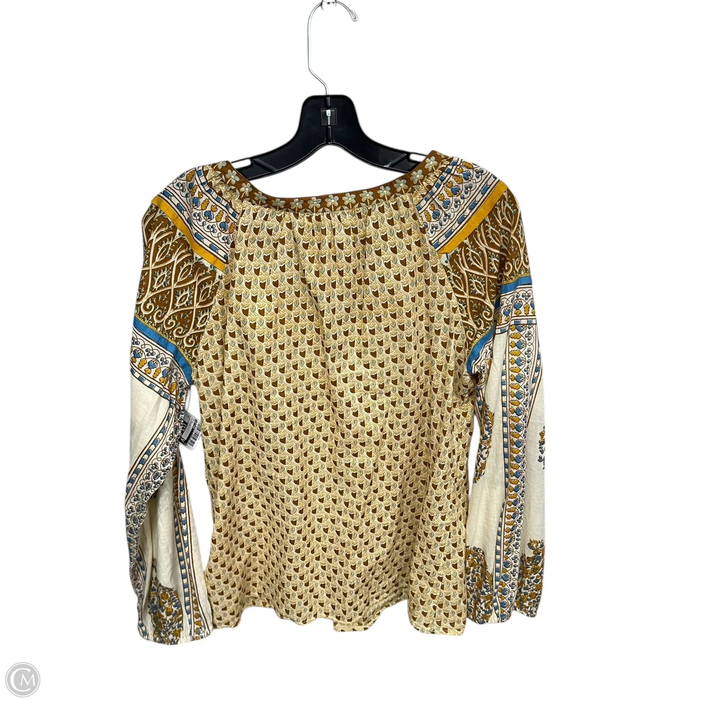 Top Long Sleeve By Lucky Brand In Blue & Yellow, Size: S
