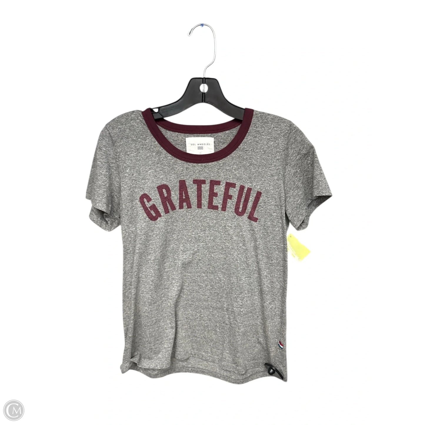 Top Short Sleeve Basic By Sol Angeles In Grey & Red, Size: S