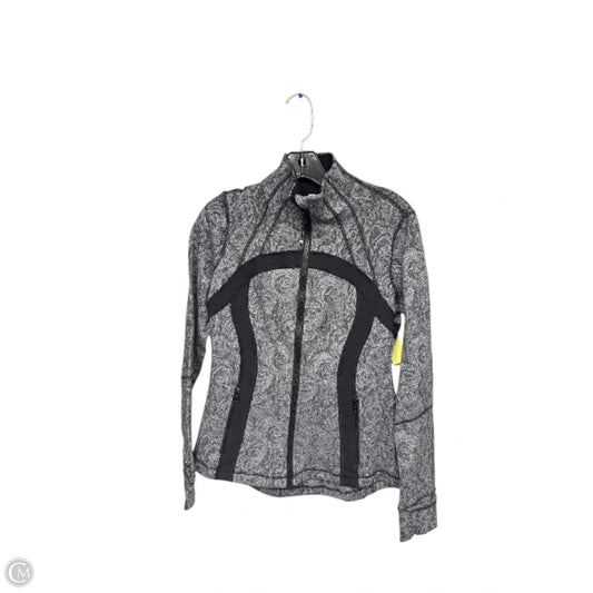 Athletic Jacket By Lululemon In Black & Grey, Size: 10