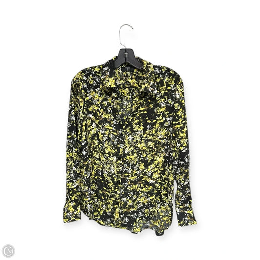 Blouse Long Sleeve By Tahari In Black & Yellow, Size: S