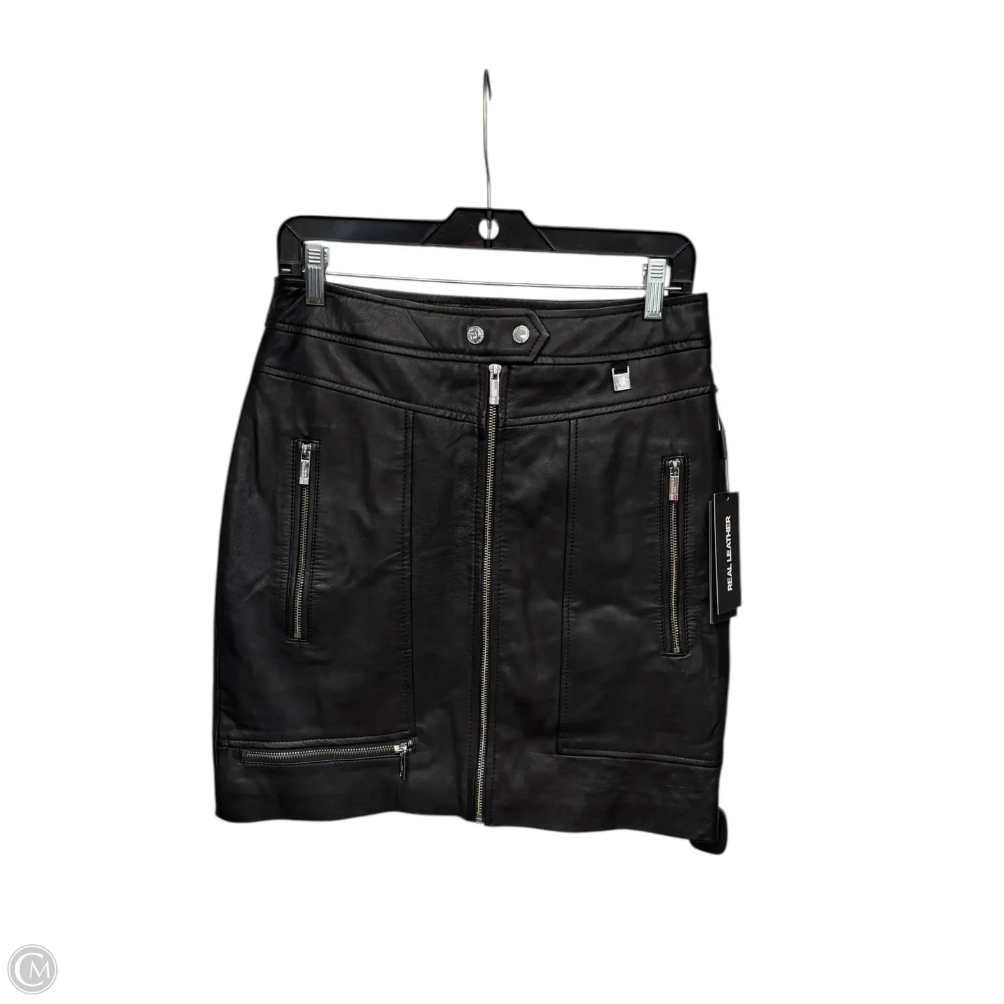 Skirt Designer By Karl Lagerfeld In Black & Silver, Size: M