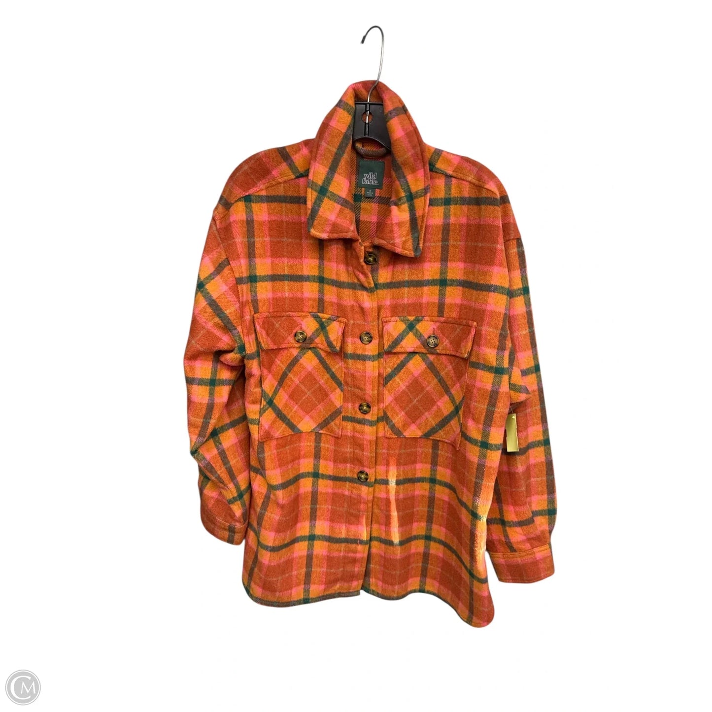 Jacket Shirt By Wild Fable In Plaid Pattern, Size: M