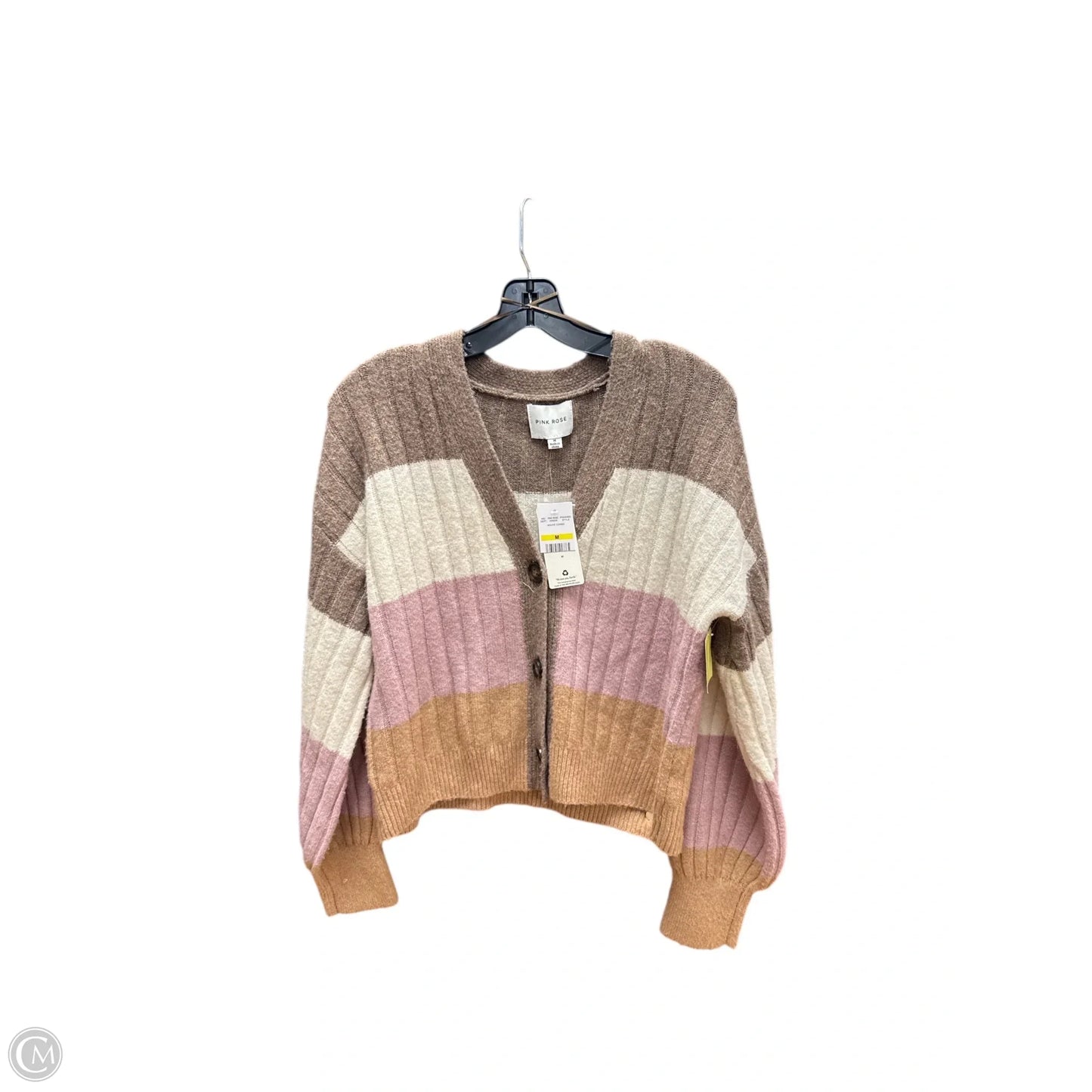 Sweater Cardigan By Pink Rose In Striped Pattern, Size: M