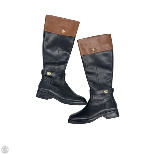 Boots Designer By Coach In Black & Brown, Size: 7