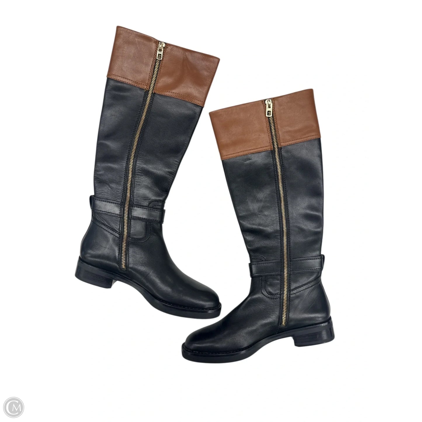 Boots Designer By Coach In Black & Brown, Size: 7