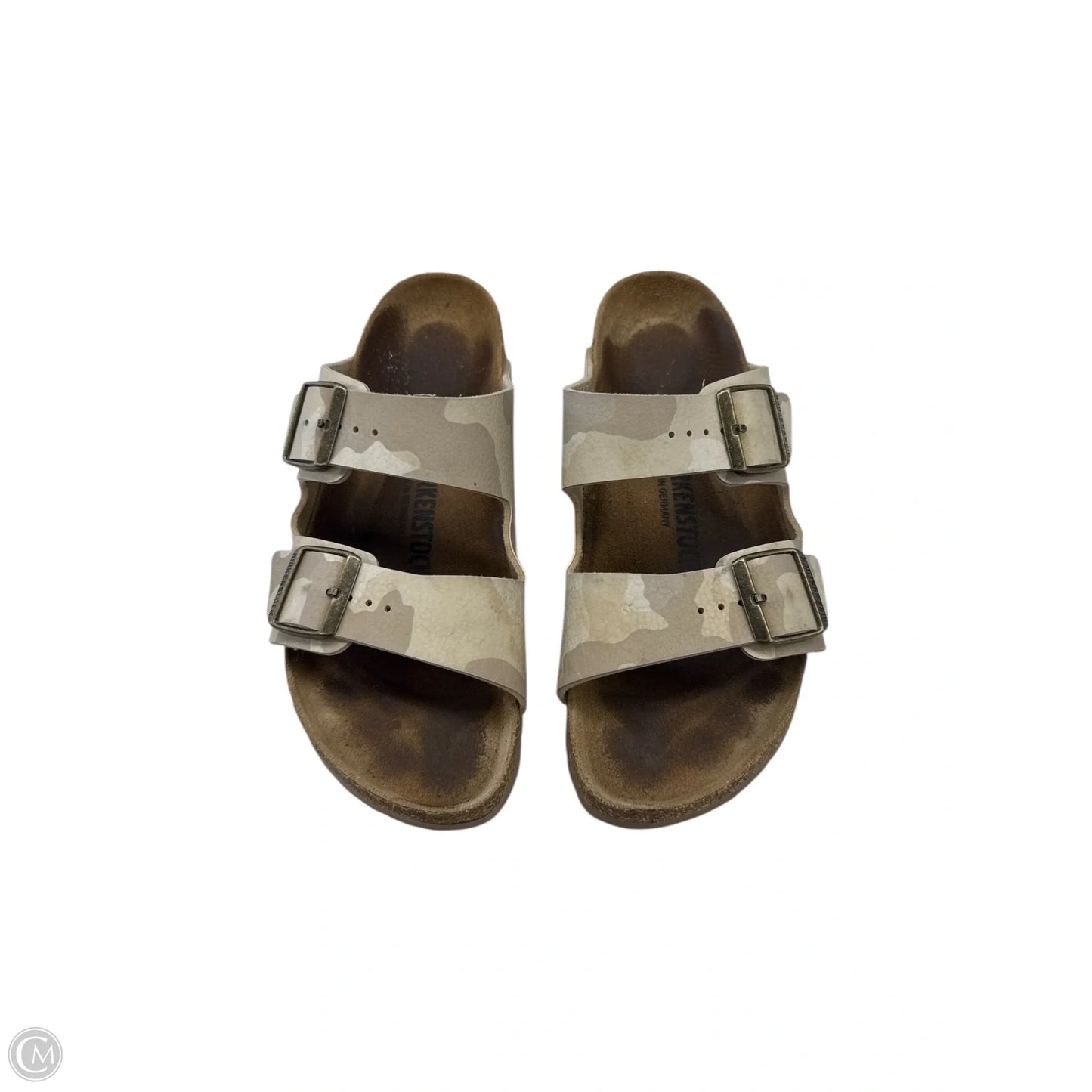Sandals Flats By Birkenstock In Camouflage Print, Size: 10