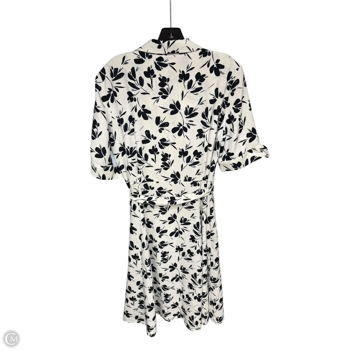 Dress Casual Midi By Calvin Klein In Navy & White, Size: 12