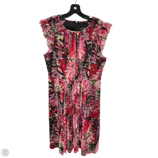 Dress Party Midi By Laundry In Pink & Red, Size: 12