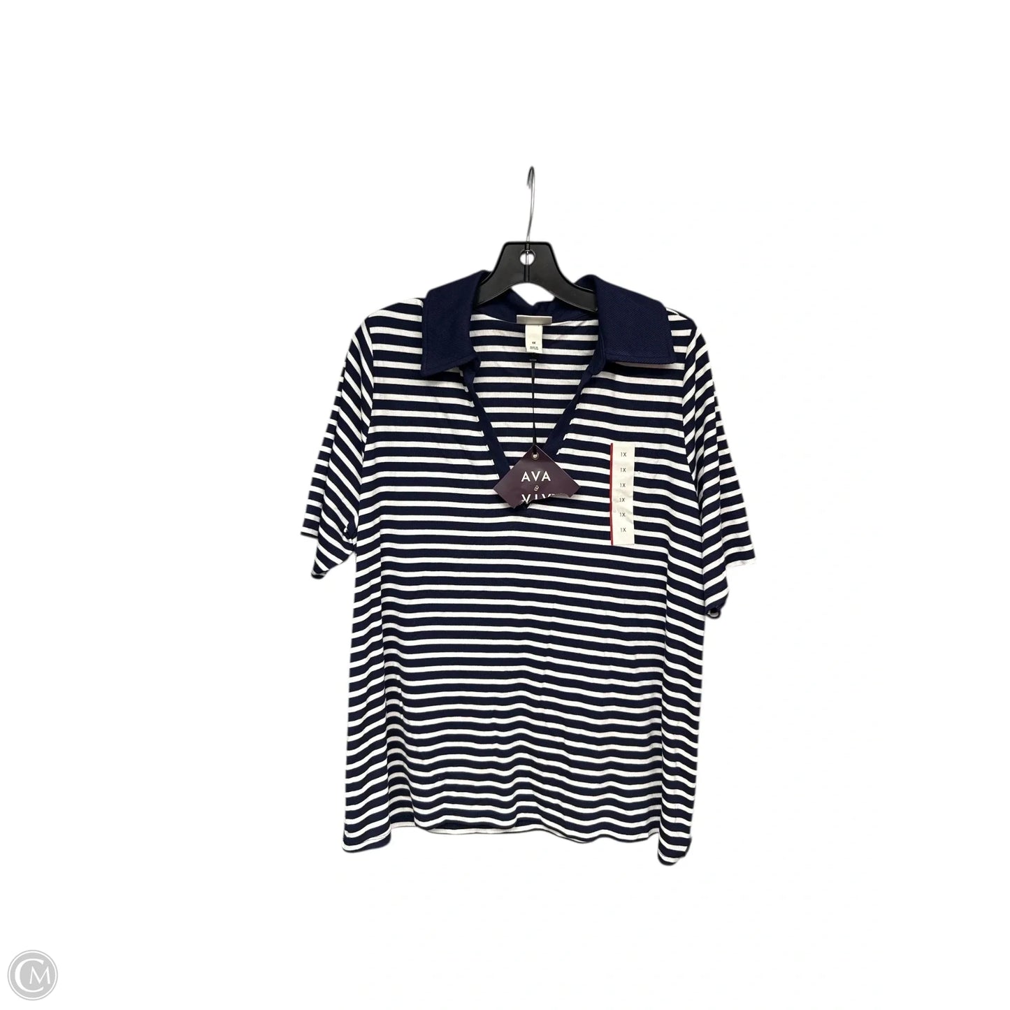 Top Short Sleeve By Ava & Viv In Tan, Size: 1x