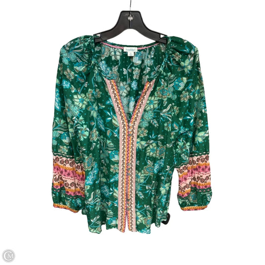 Top Long Sleeve By Sundance In Green & Pink, Size: M