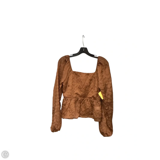 Top Long Sleeve By Gilli In Brown, Size: S
