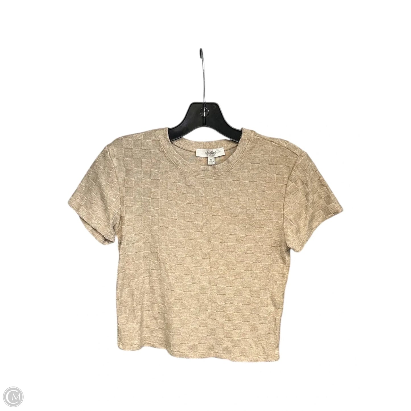Top Short Sleeve By Atelier In Tan, Size: Medium