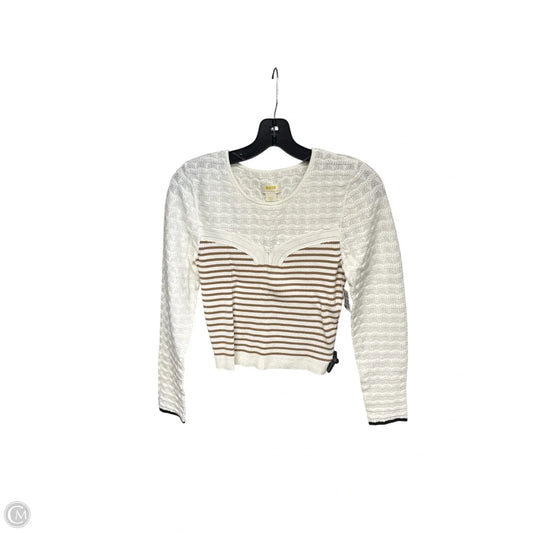 Top Long Sleeve By Maeve In Cream & Tan, Size: S