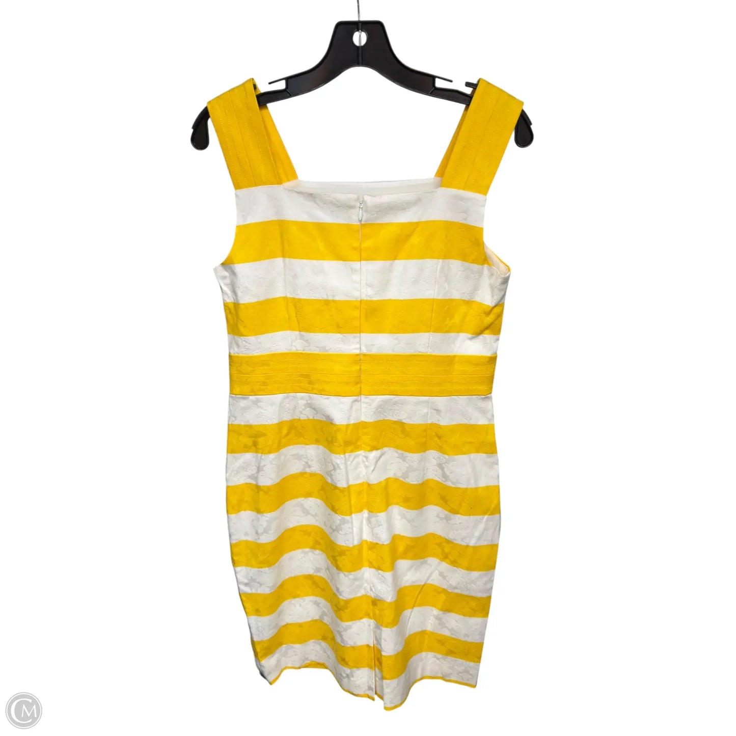 Dress Casual Midi By Ann Taylor In White & Yellow, Size: 6