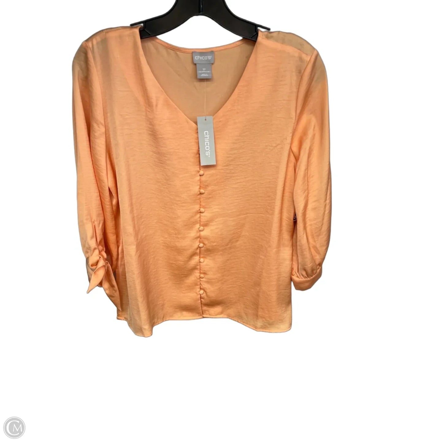 Top 3/4 Sleeve By Chicos In Orange, Size: Mp