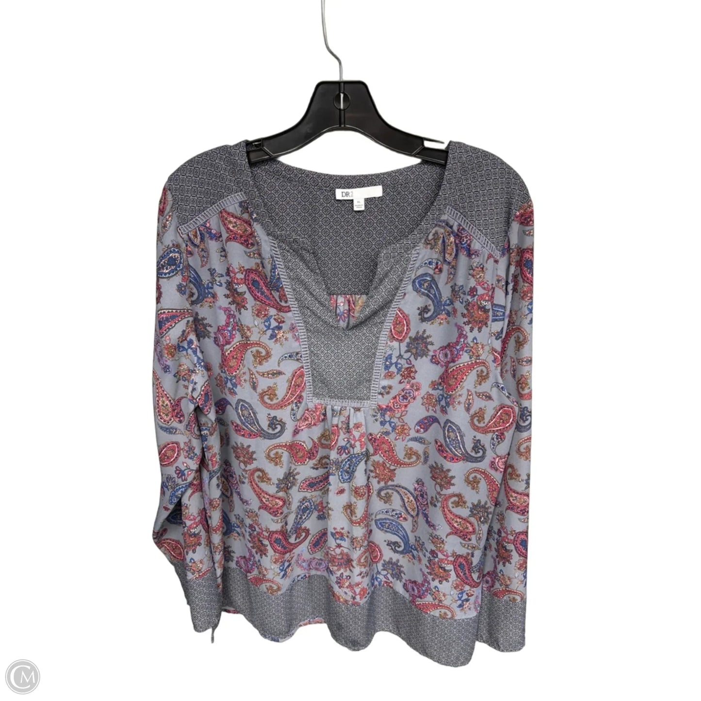 Top Long Sleeve By Dr2 In Blue & Red, Size: Xl