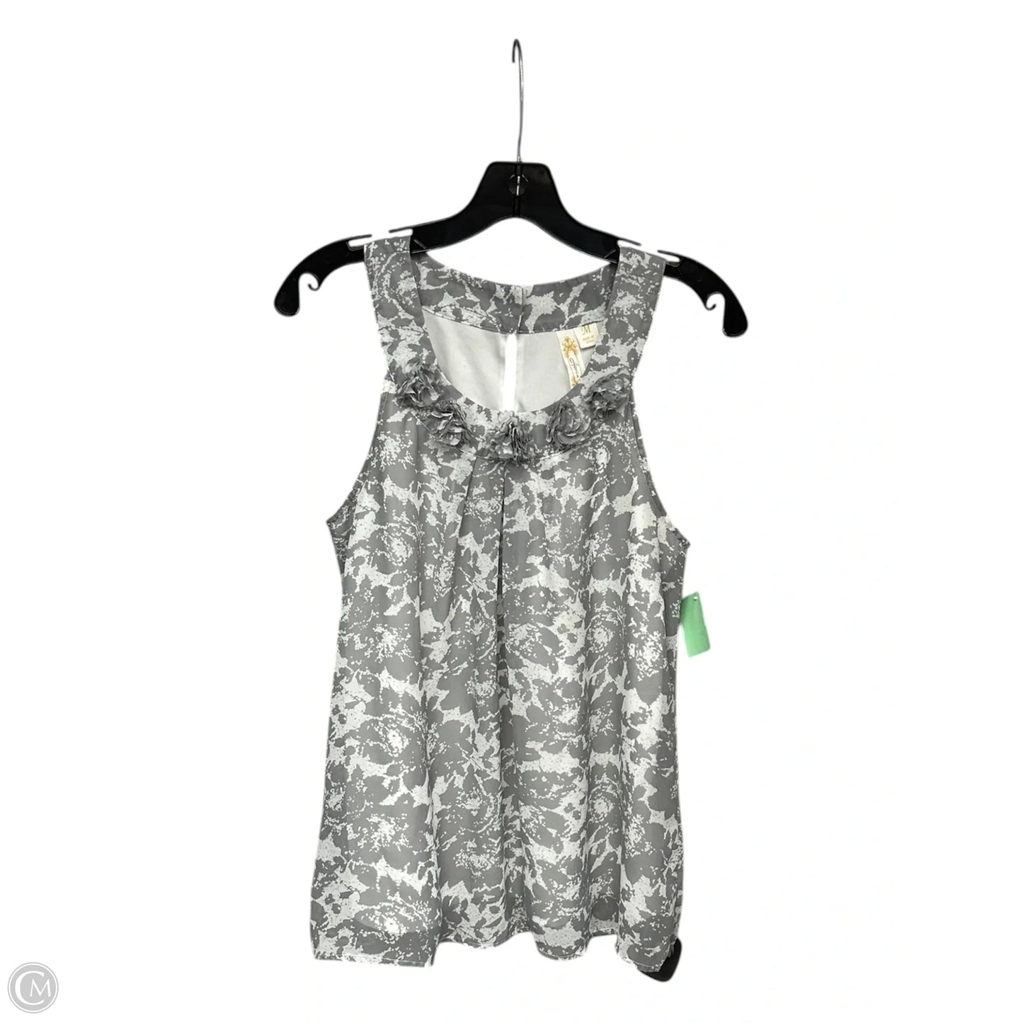 Top Sleeveless By Adiva In Grey & White, Size: M