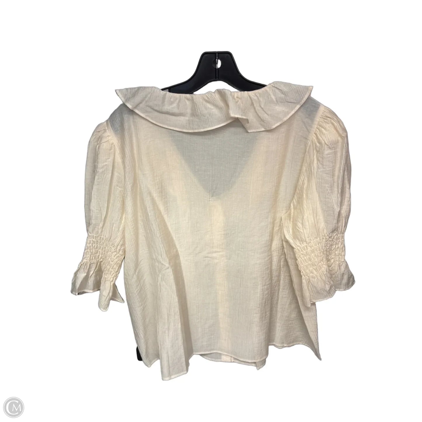 Blouse Short Sleeve By Laura Ashley In Cream, Size: Xl