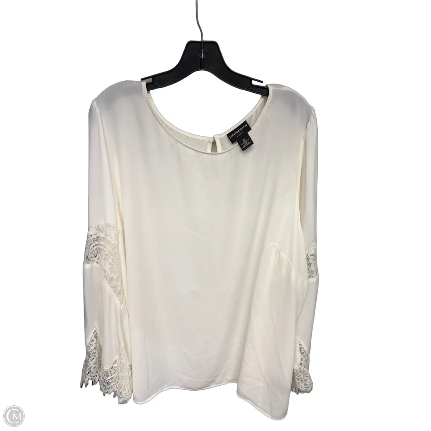 Blouse Long Sleeve By Liz Claiborne In Cream, Size: 2x