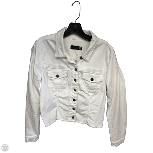 Jacket Denim By Kut In White Denim, Size: L