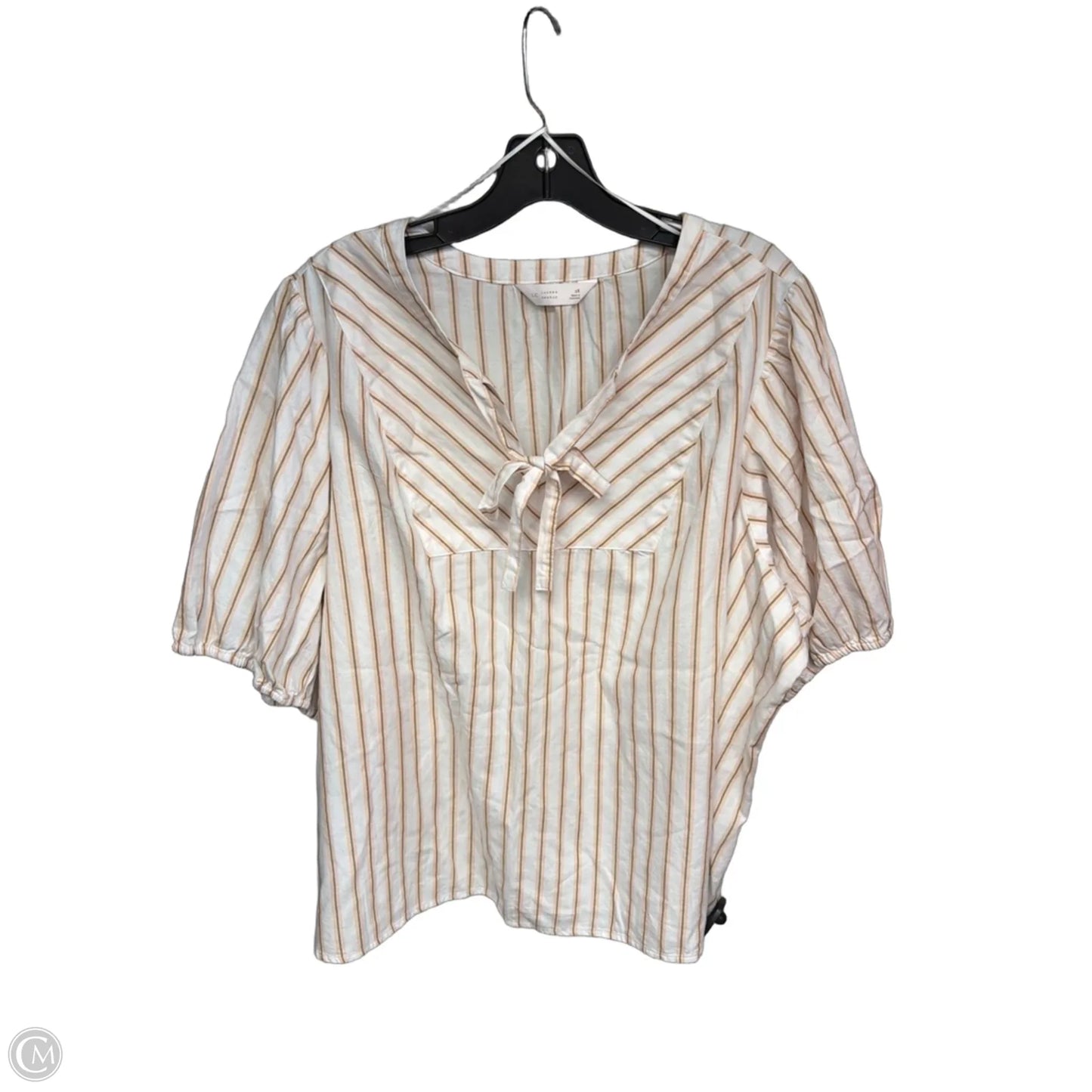 Top Short Sleeve By Lc Lauren Conrad In Orange & White, Size: 2x
