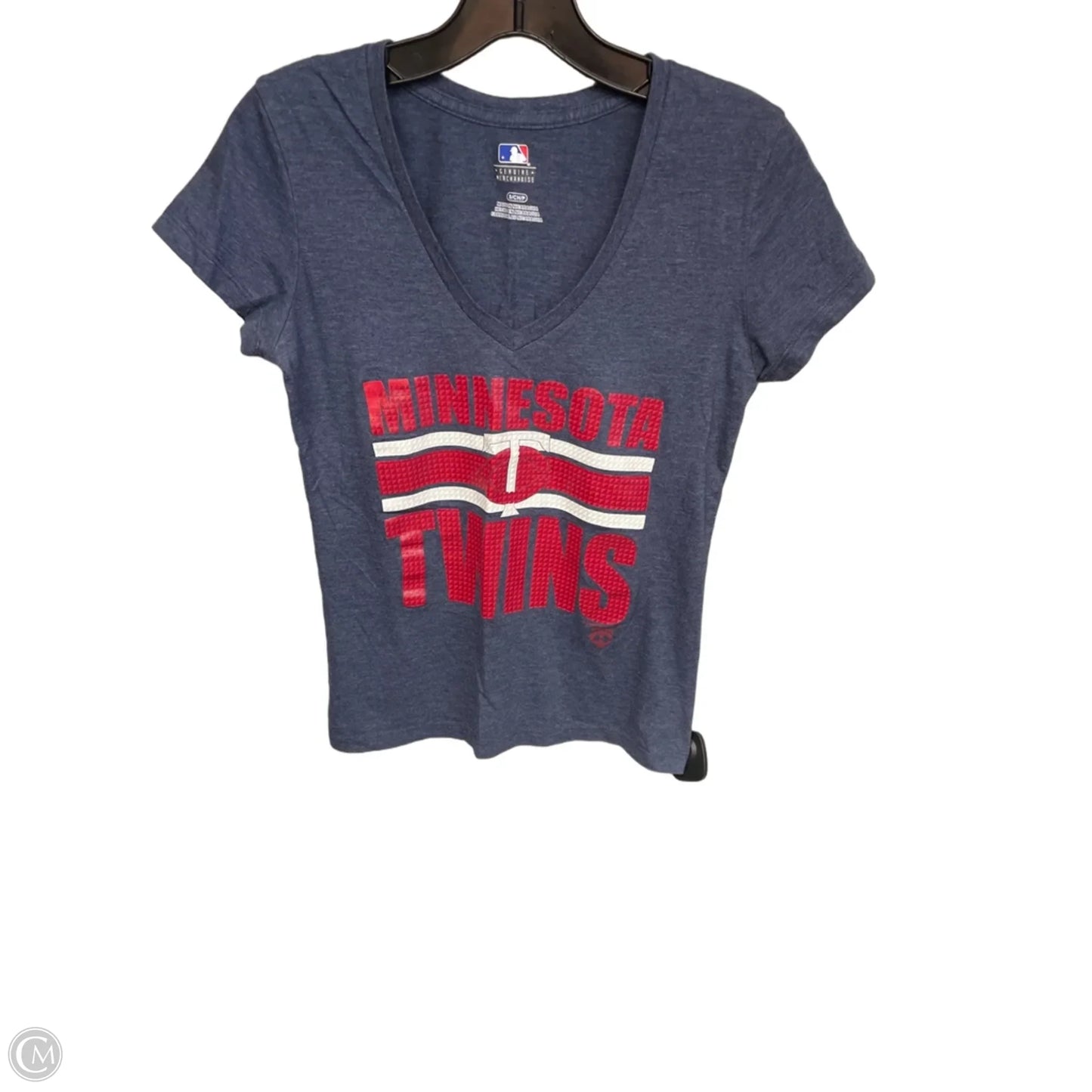 Athletic Top Short Sleeve By Genuine Merchandise In Blue Red & White, Size: S
