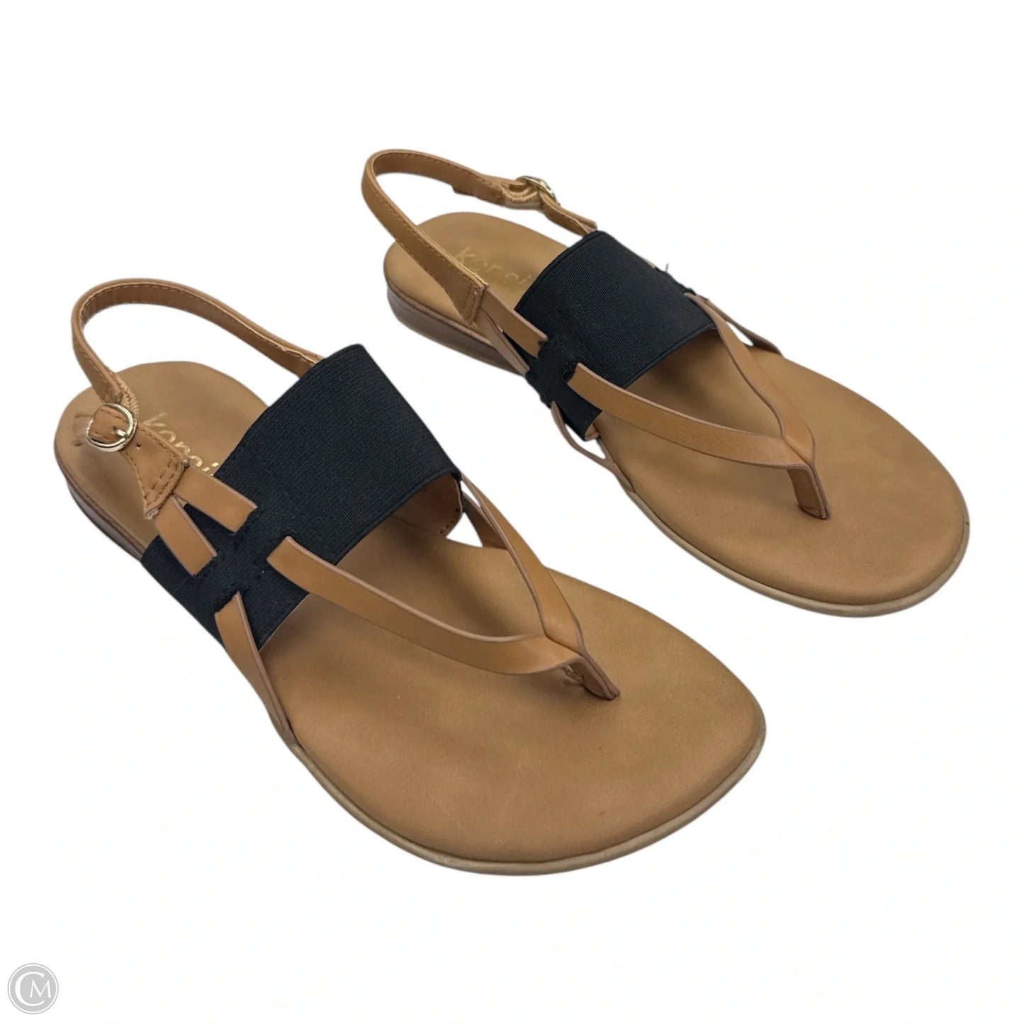 Sandals Flats By Kensie In Black & Tan, Size: 7.5