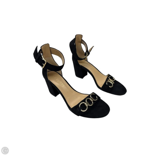 Sandals Heels Block By Talbots In Black & Gold, Size: 6.5