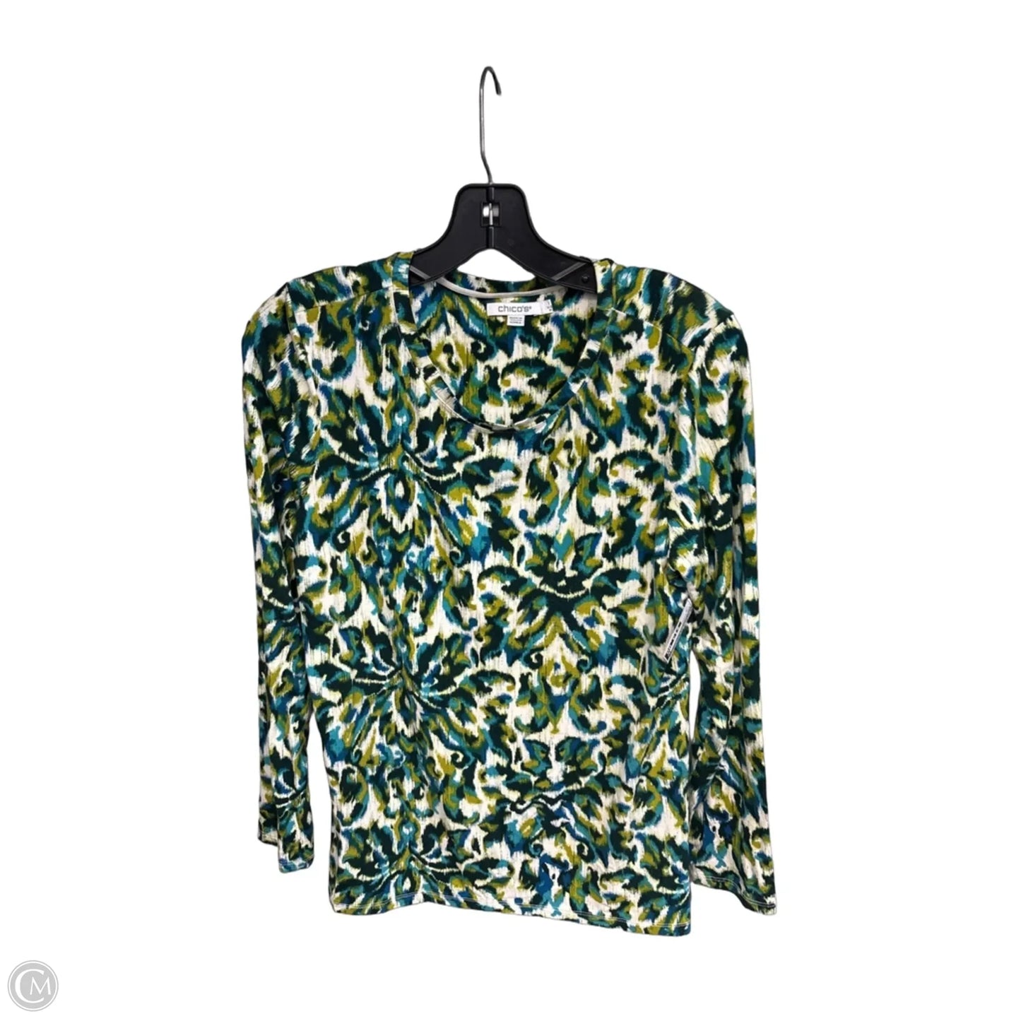 Top Long Sleeve By Chicos In Blue & Green, Size: M