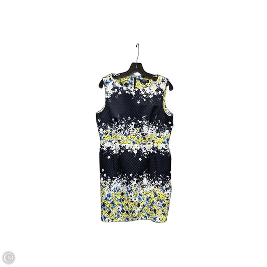 Dress Work By Tahari By Arthur Levine In Blue & Yellow, Size: 12p