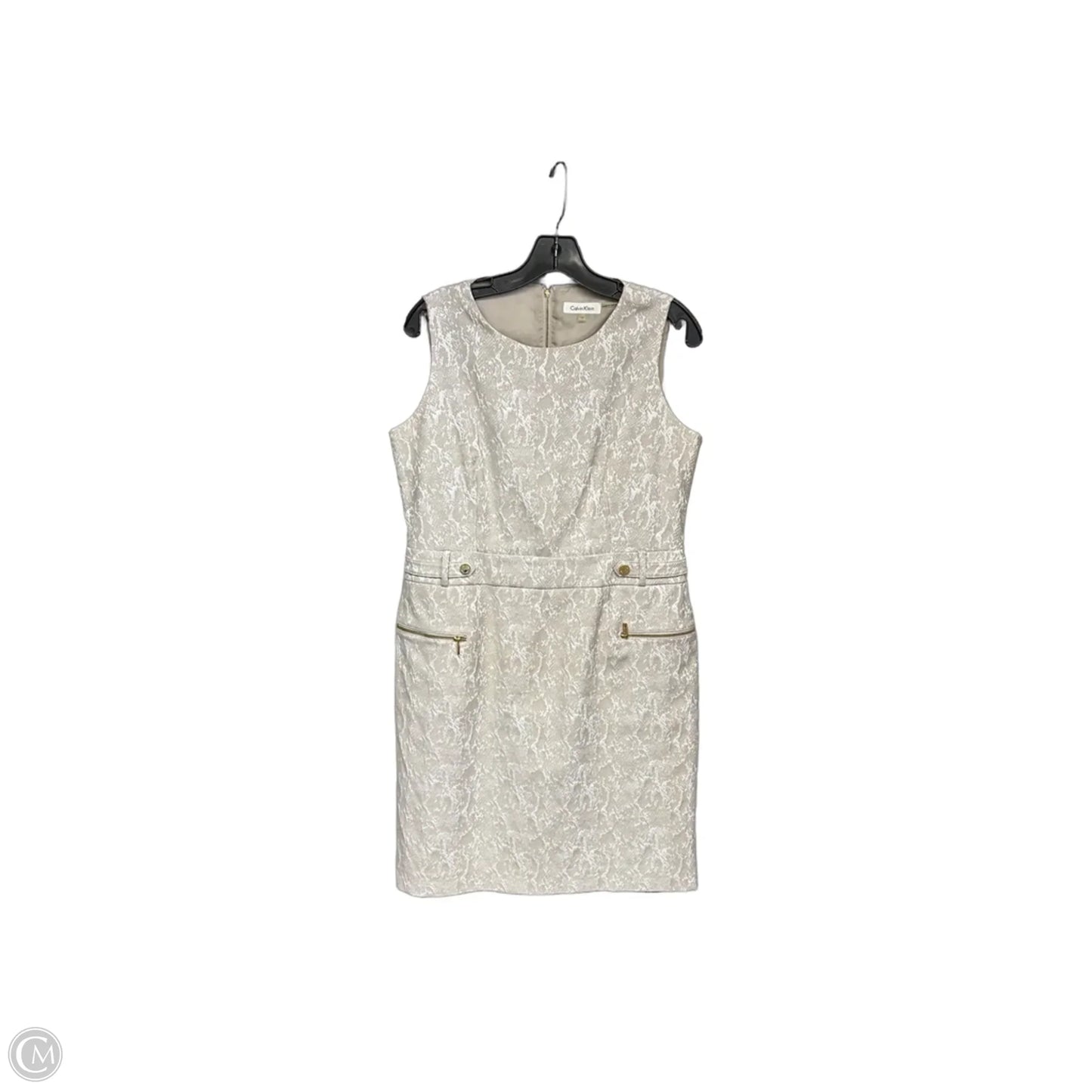 Dress Work By Calvin Klein In Beige, Size: 12