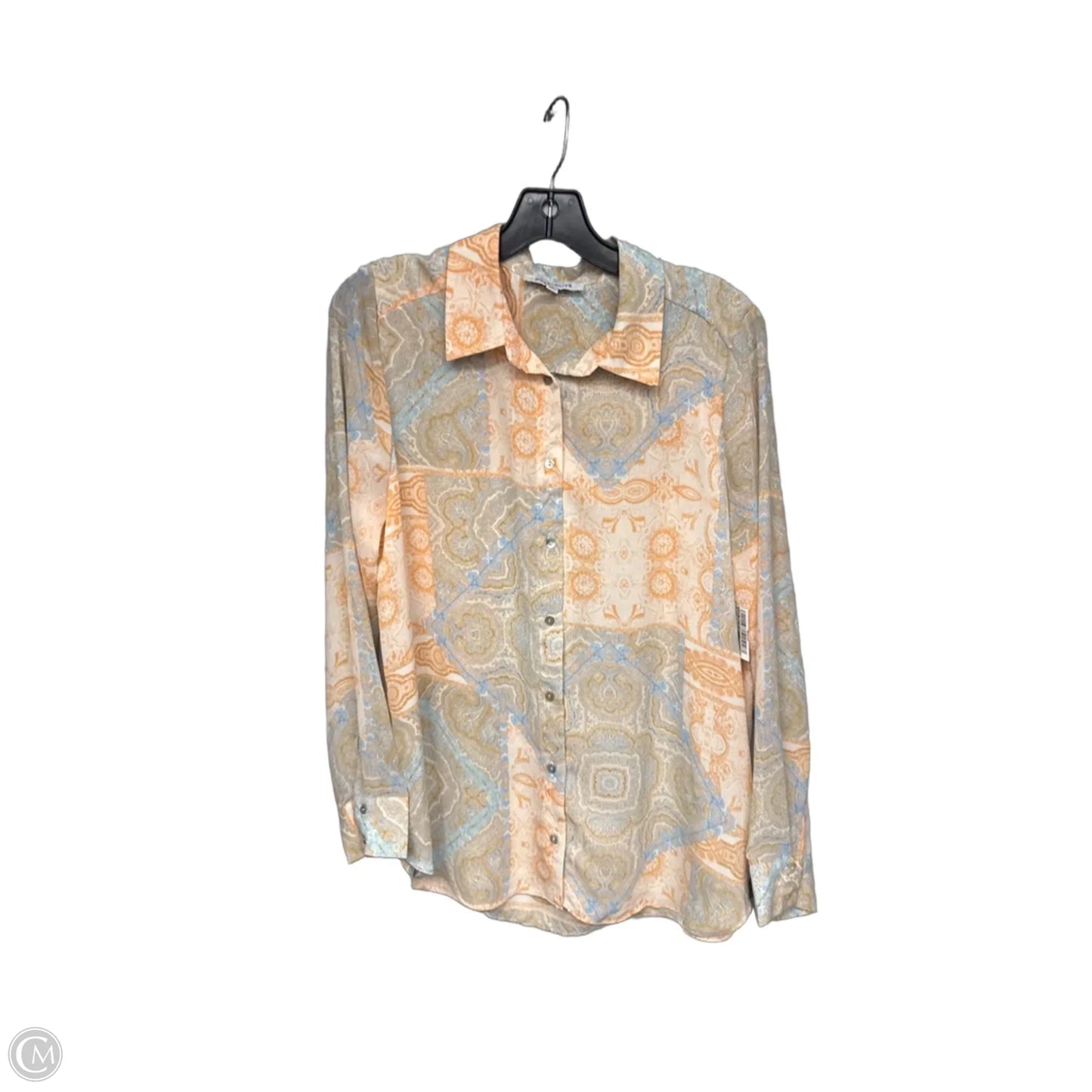 Blouse 3/4 Sleeve By Rose And Olive In Blue & Orange, Size: L
