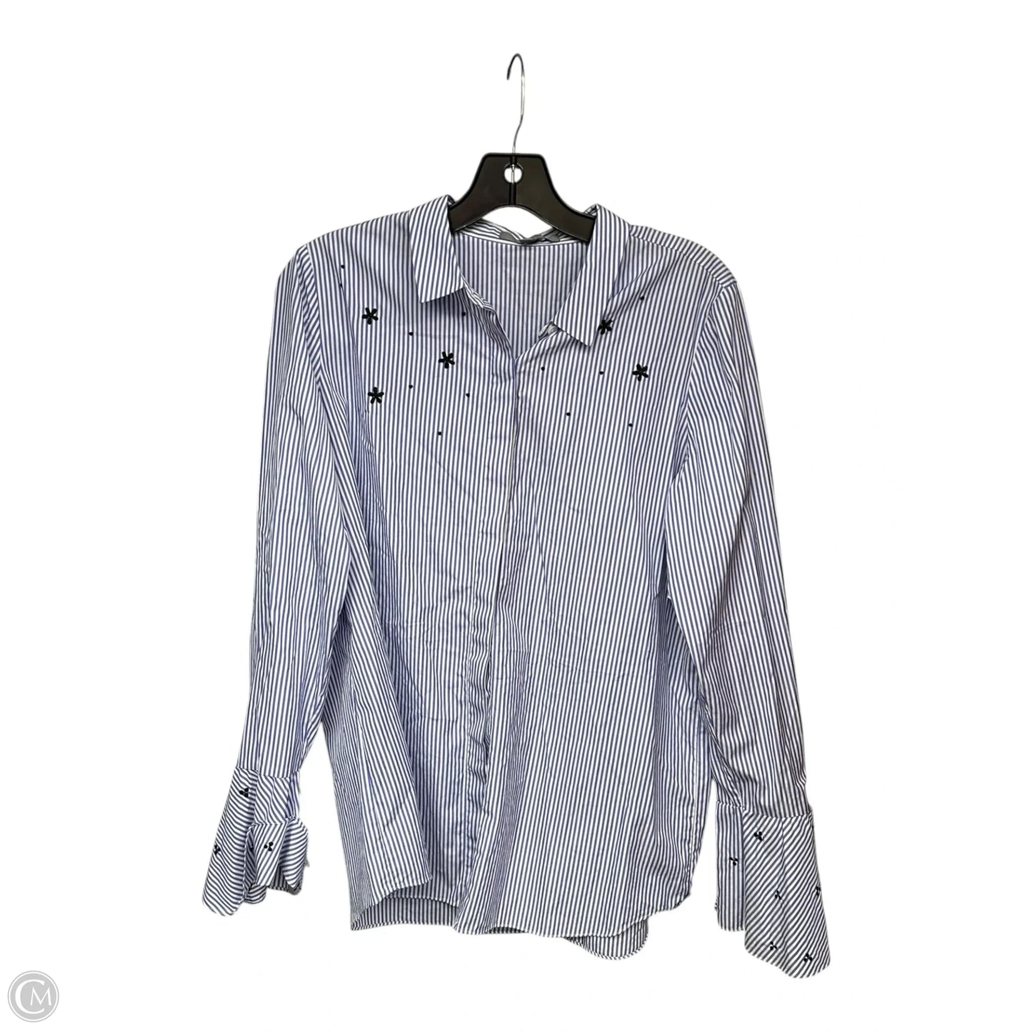 Blouse Long Sleeve By Classiques Entier In Striped Pattern, Size: M