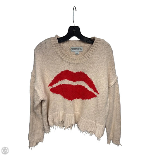 Sweater By Wildfox In Cream & Red, Size: S