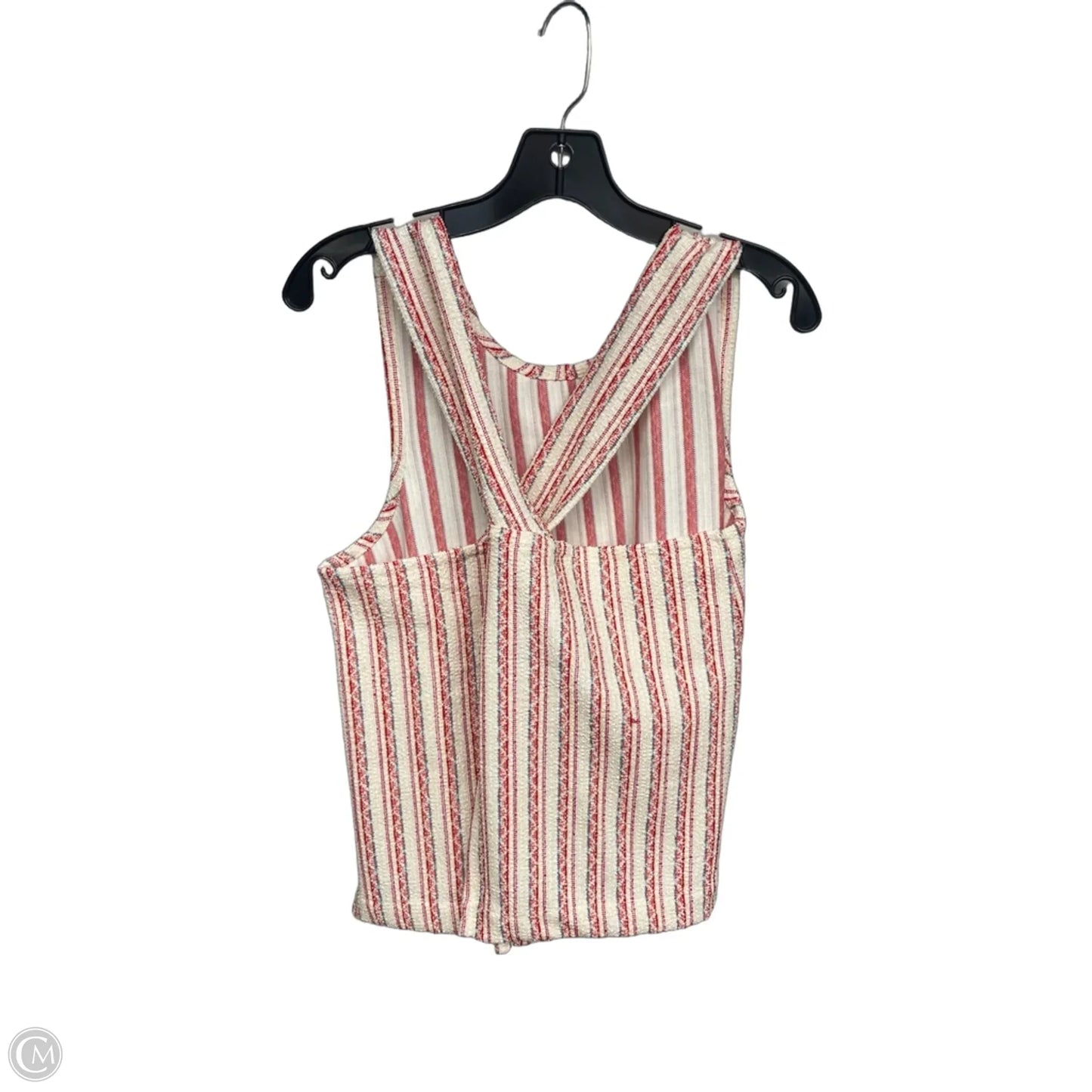 Top Sleeveless By Madewell In Red & White, Size: L
