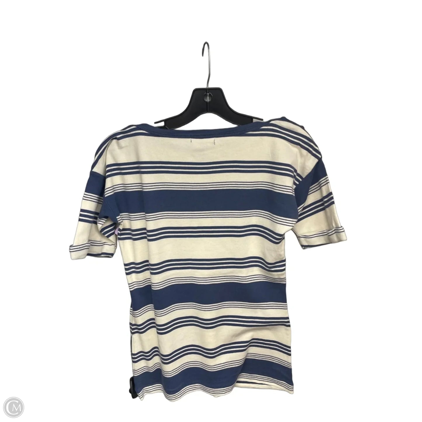 Top Short Sleeve By Lauren Jeans Co In Blue & Cream, Size: M