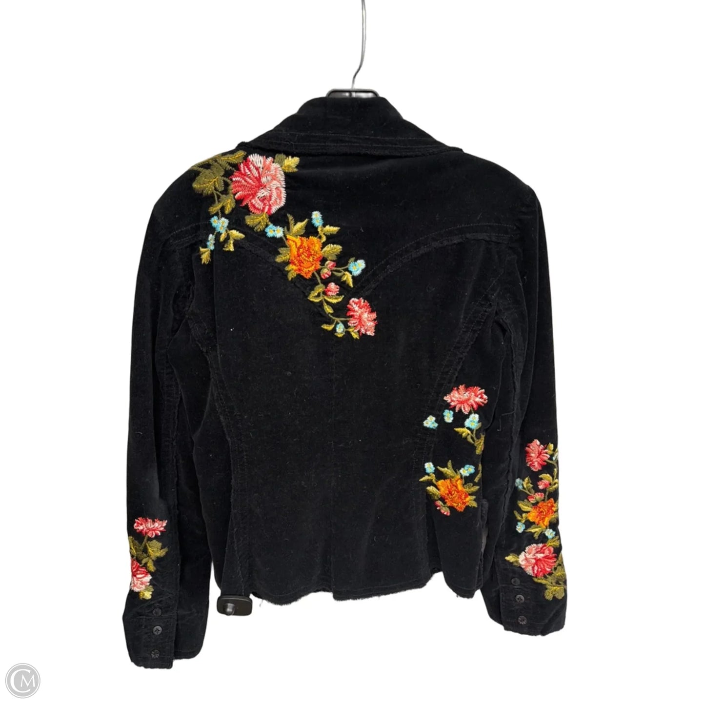 Blazer Designer By Johnny Was In Black & Red, Size: Xs