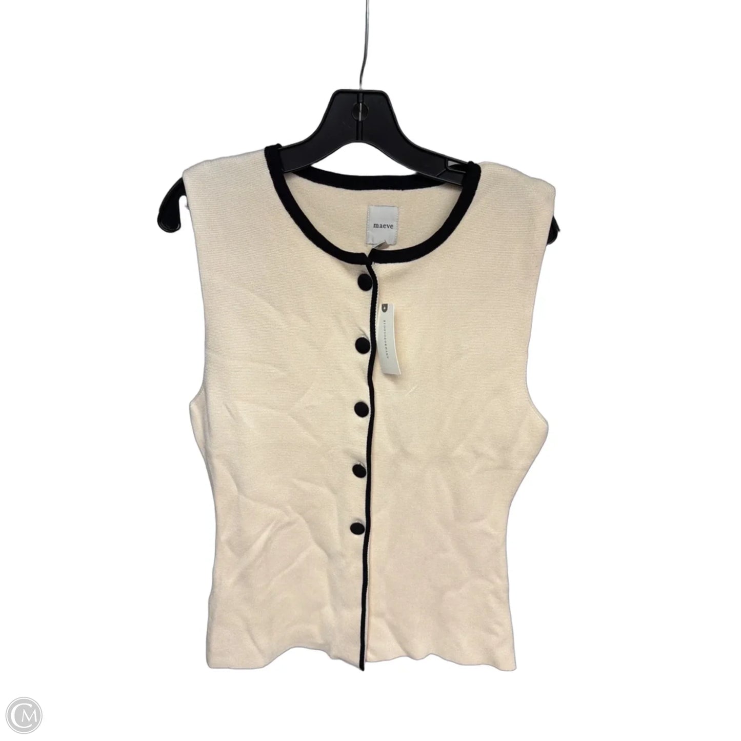 Top Sleeveless By Maeve In Black & Cream, Size: M