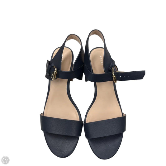Sandals Heels Block By Kelly And Katie In Blue, Size: 8.5