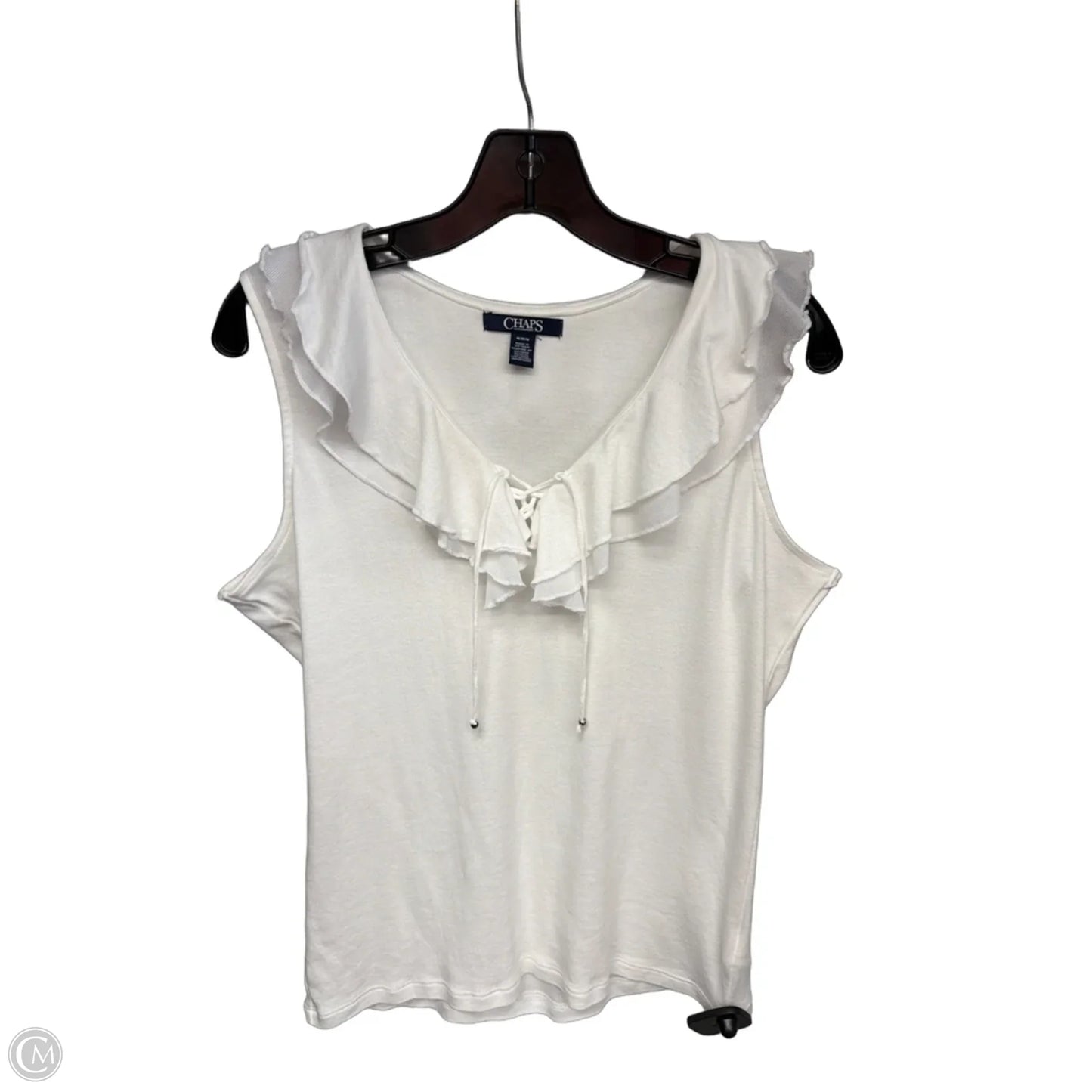 Top Sleeveless By Chaps In White, Size: M