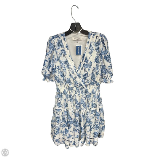 Dress Casual Midi By Taylor In Blue & White, Size: 12