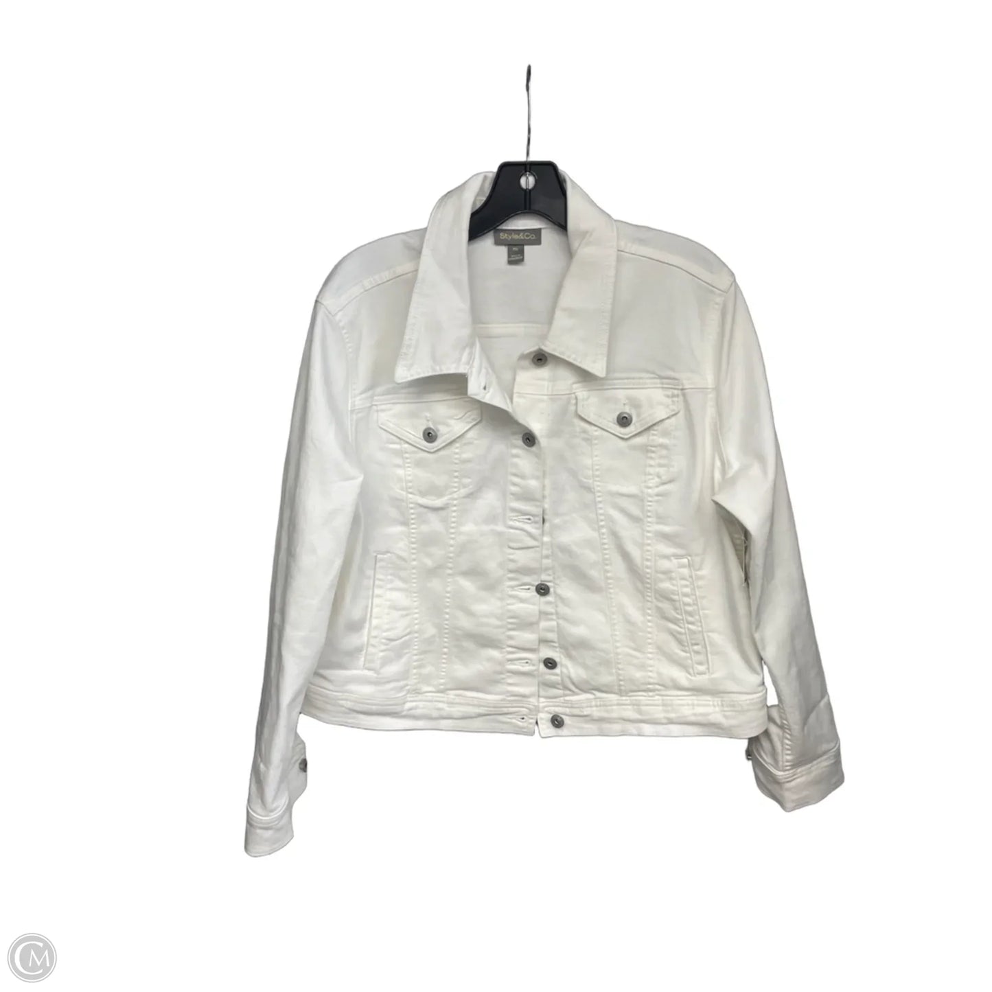 Jacket Denim By Style And Company In White Denim, Size: Xlp