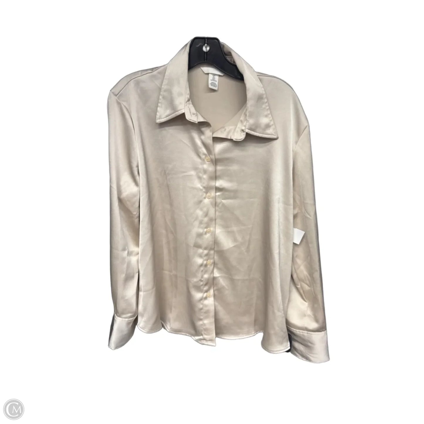 Blouse Long Sleeve By H&m In Cream, Size: L