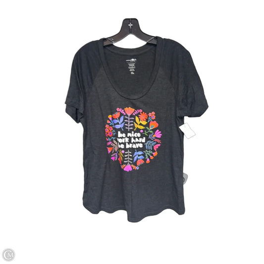 Top Short Sleeve By Natural Life In Black & Orange, Size: Xl