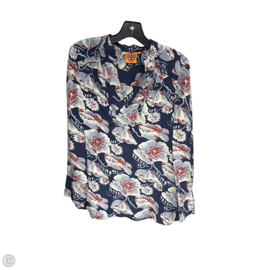 Top Long Sleeve Designer By Tory Burch In Blue & Red, Size: 4